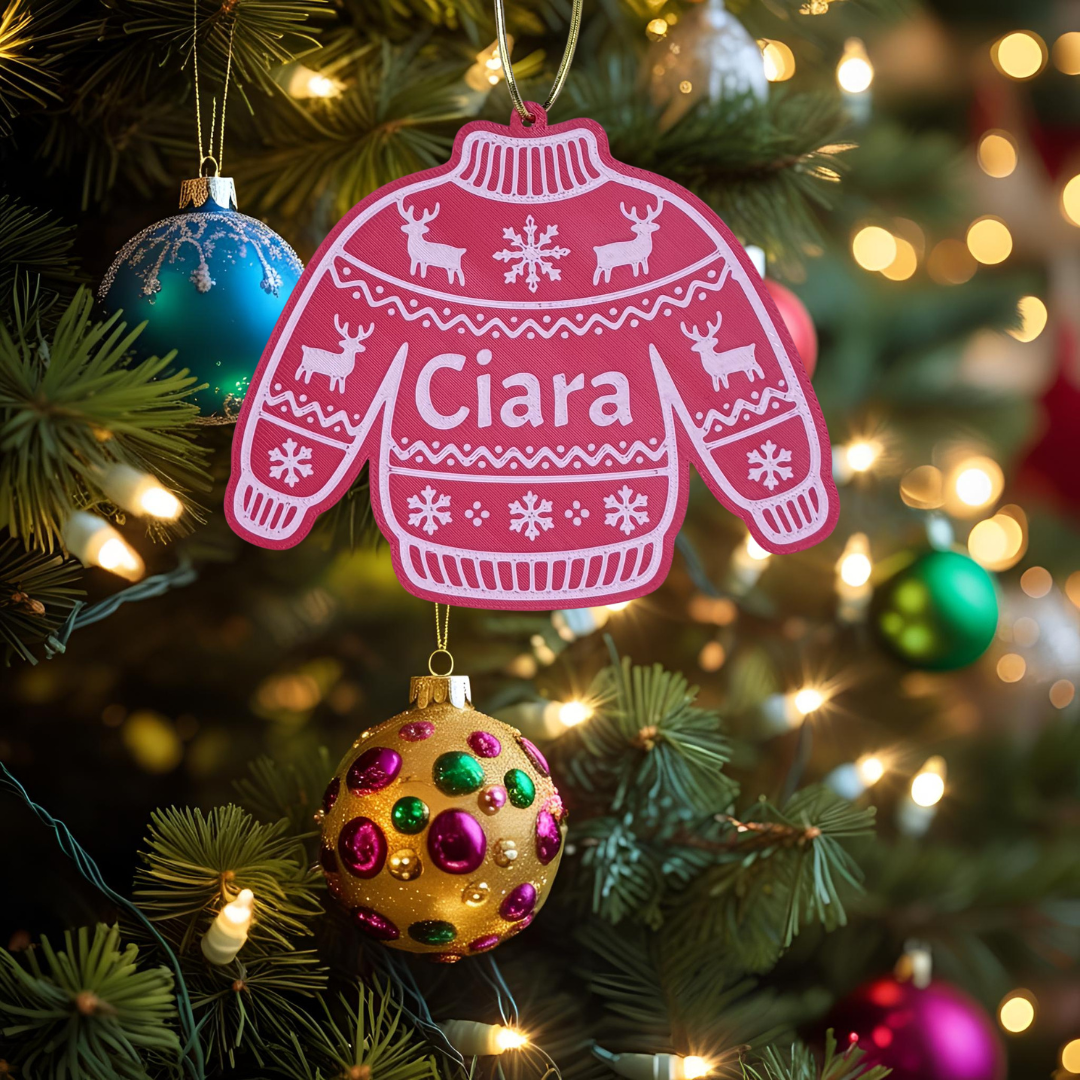 Custom Christmas Jumper Decoration – Personalised 3D Printed Ornament
