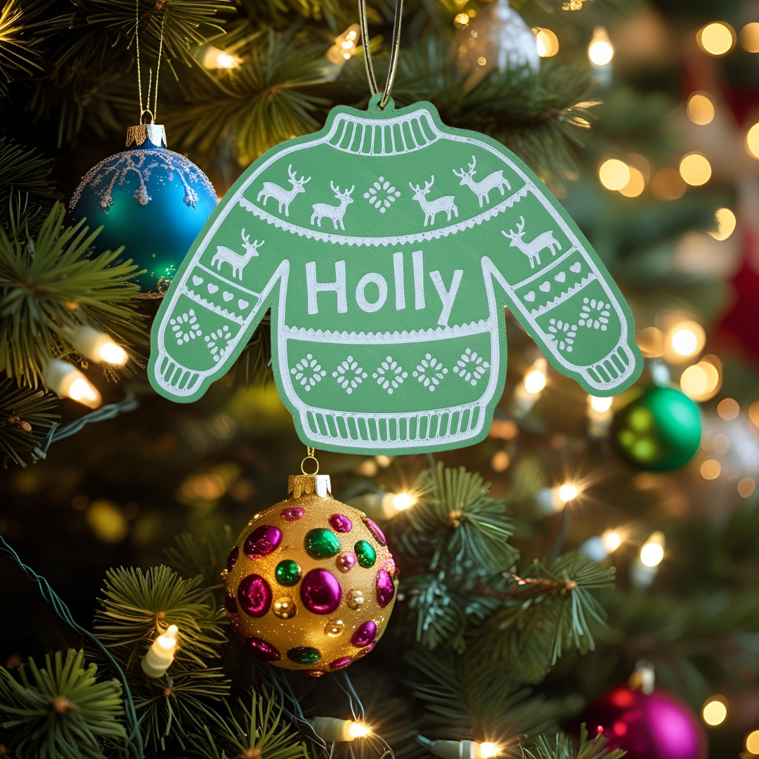 Custom Christmas Jumper Decoration – Personalised 3D Printed Ornament