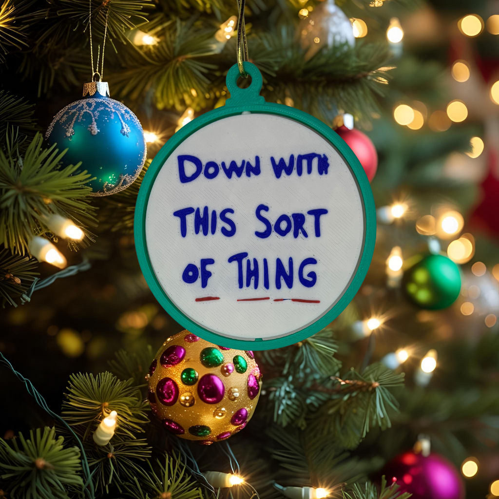 Father Ted Christmas Ornament – Dual-Sided “Careful Now / Down With This Sort of Thing”