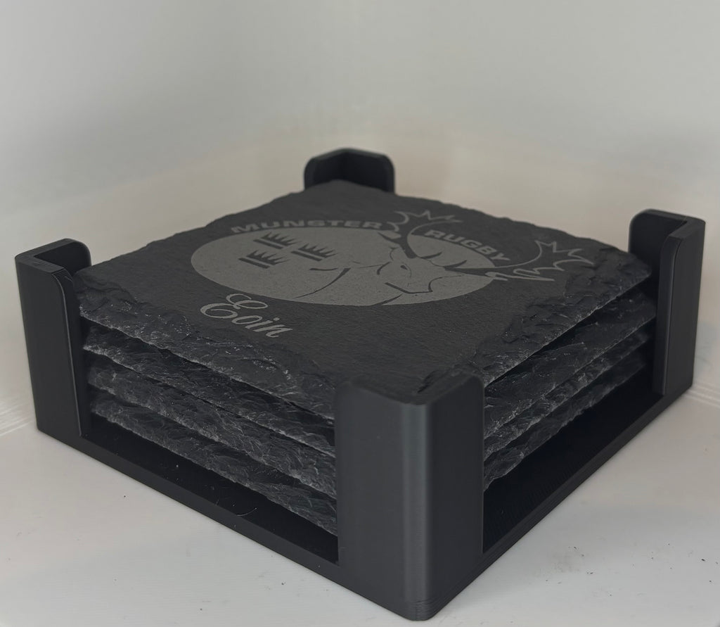 Personalised Laser Engraved Slate Coaster – Custom Club Crest & Name