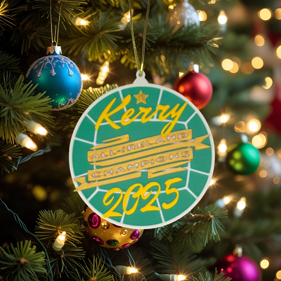 Kerry Football All-Ireland Champions 2025 Ornament – Gaelic Football Design in Green & Gold