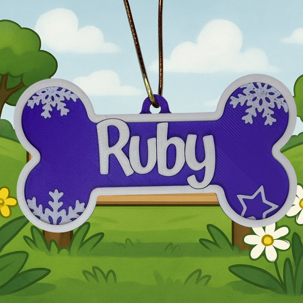 Personalised Dog Bone Christmas Ornament – Custom Pet Name (Multiple Colours)