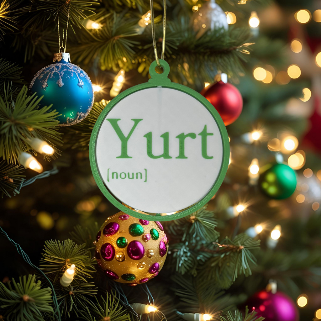 Limerick Slang “Yurt” Ornament – Spinning Irish Slang Christmas Decoration