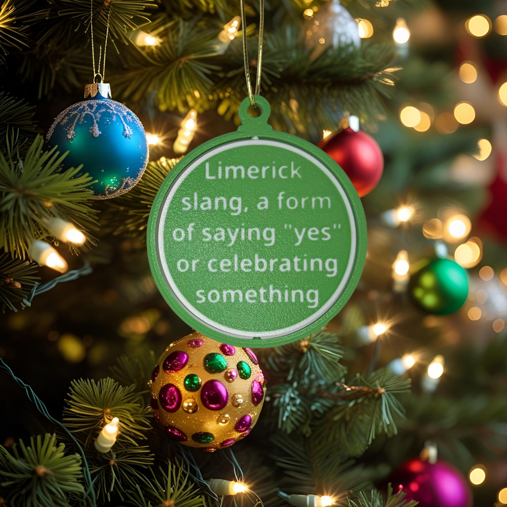 Limerick Slang “Yurt” Ornament – Spinning Irish Slang Christmas Decoration