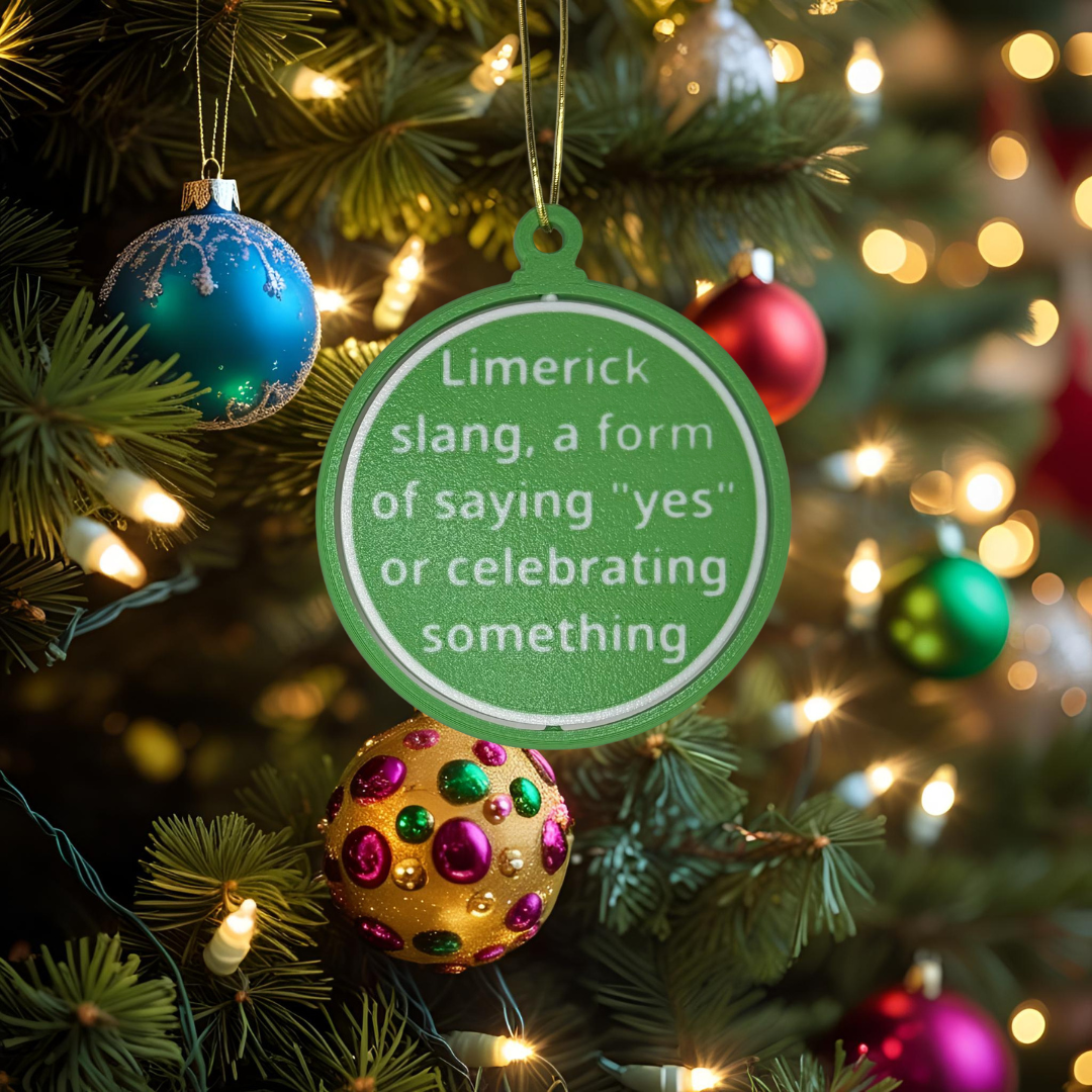 Limerick Slang “Yurt” Ornament – Spinning Irish Slang Christmas Decoration