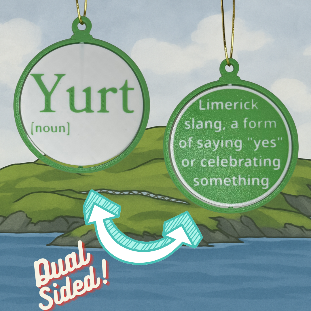 Limerick Slang “Yurt” Ornament – Spinning Irish Slang Christmas Decoration